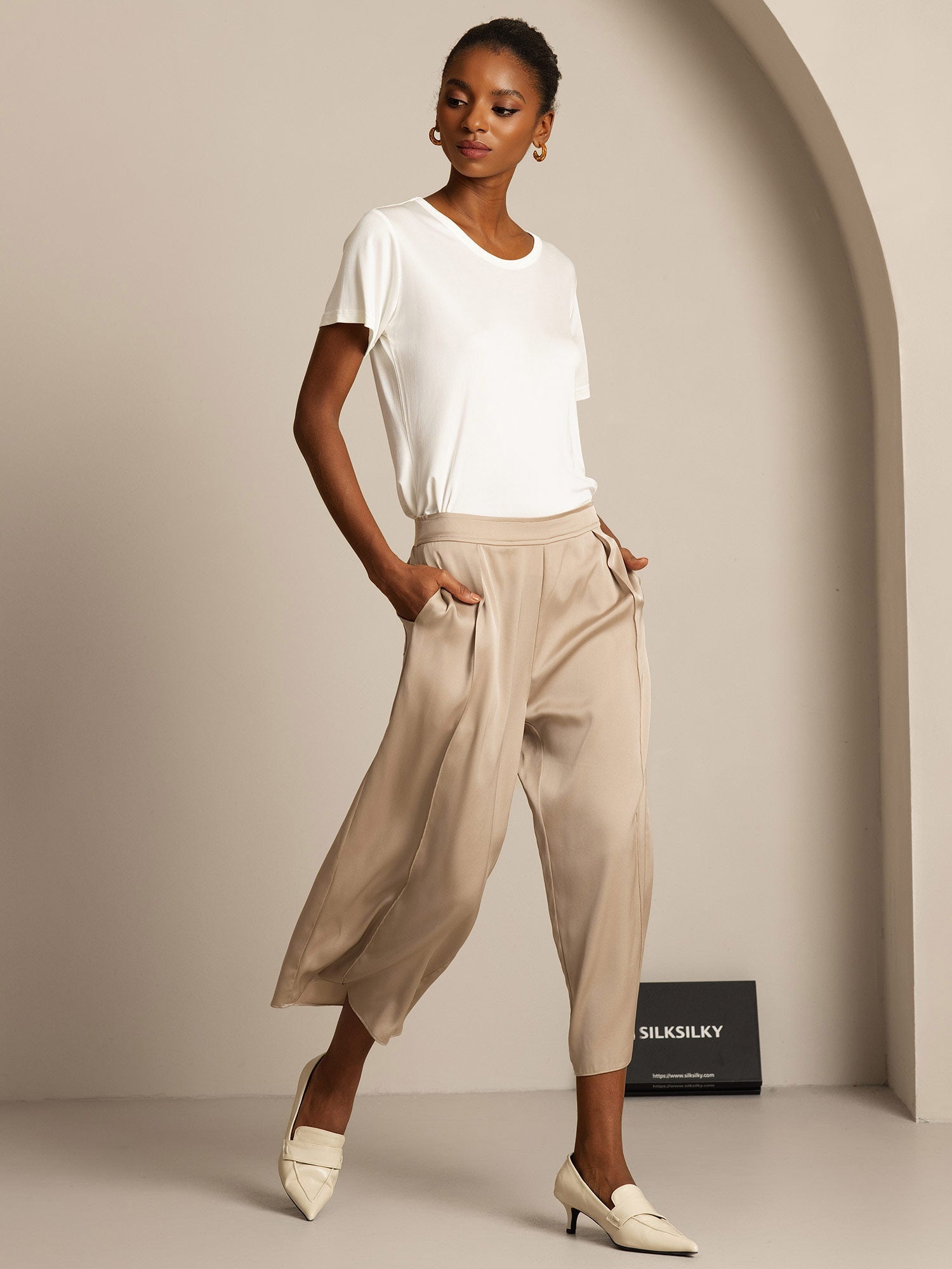 [Weiß] SilkSilky-DE Kurzärmelig Womens T-Shirt 007