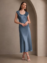 [Echtes Petrol] SilkSilky-DE Cap Sleeve Kleider 005
