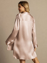 [Toskana] SilkSilky-DE Long Sleeve Lapel Collar Schlafhemd 002