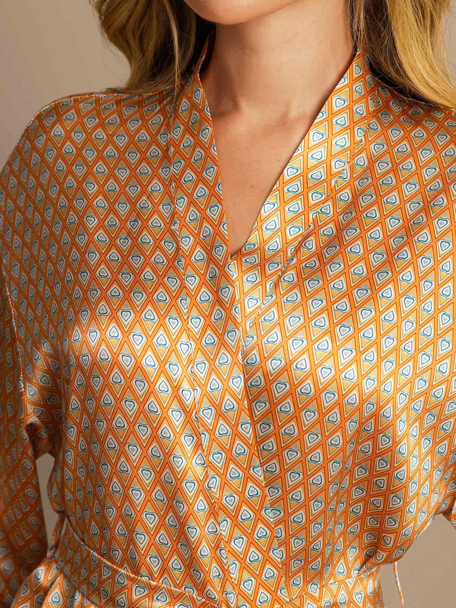 [Floral] SilkSilky-DE Reine Seide Womens Robe 008,