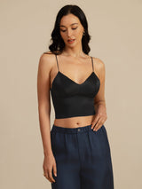 [Schwarz] SilkSilky-DE Spaghetti Strap V Neck Cami Top 003