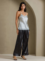 [Graublau] SilkSilky-DE Spaghetti Strap V Neck Cami Top 007