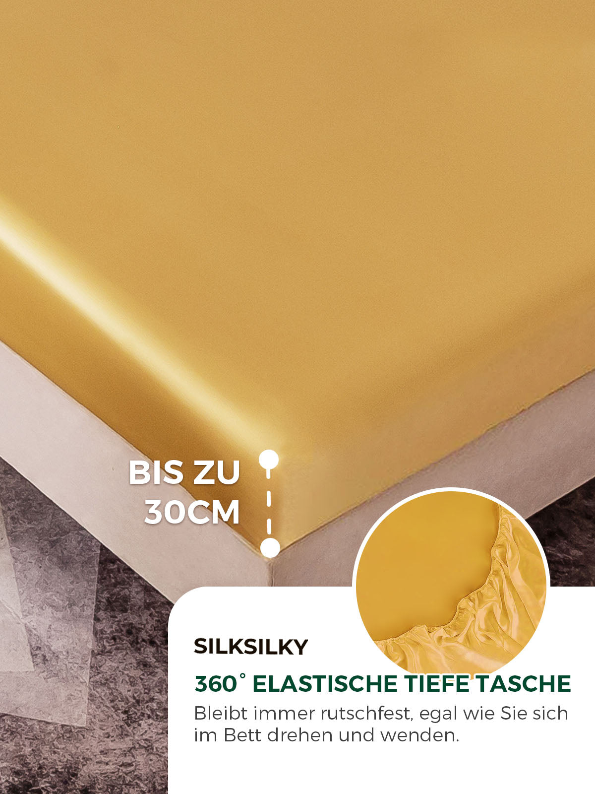 [Champagner] SilkSilky-DE 19Momme Reine Seide Sheet 004