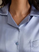 [Stahlblau] SilkSilky-DE Long Sleeve Notch-Kragen Damen Pyjamas 004