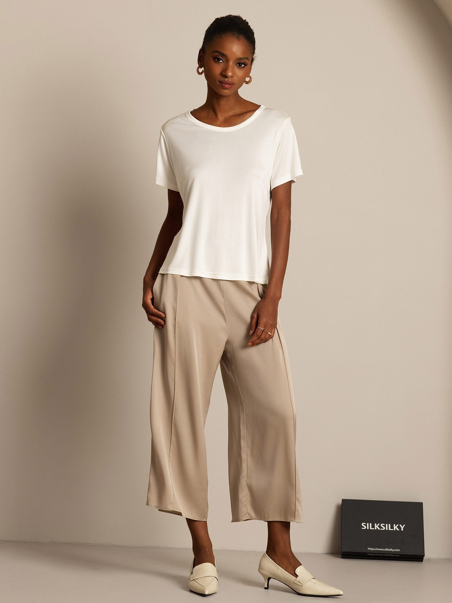 [Weiß] SilkSilky-DE Kurzärmelig Womens T-Shirt 006