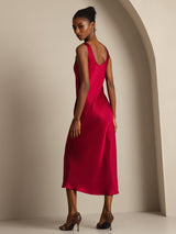 [Rotwein] SilkSilky-DE Sleeveless Kleider 002
