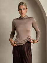[Khaki] SilkSilky-DE Langärmelig Rollkragen T-Shirt 004