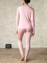 [Rosa] SilkSilky-DE Langärmelig Rundhalsausschnitt Damen Lange Unterwäsche 002