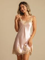 [Rosa] SilkSilky-DE Sleeveless V Neck Nachthemden 003