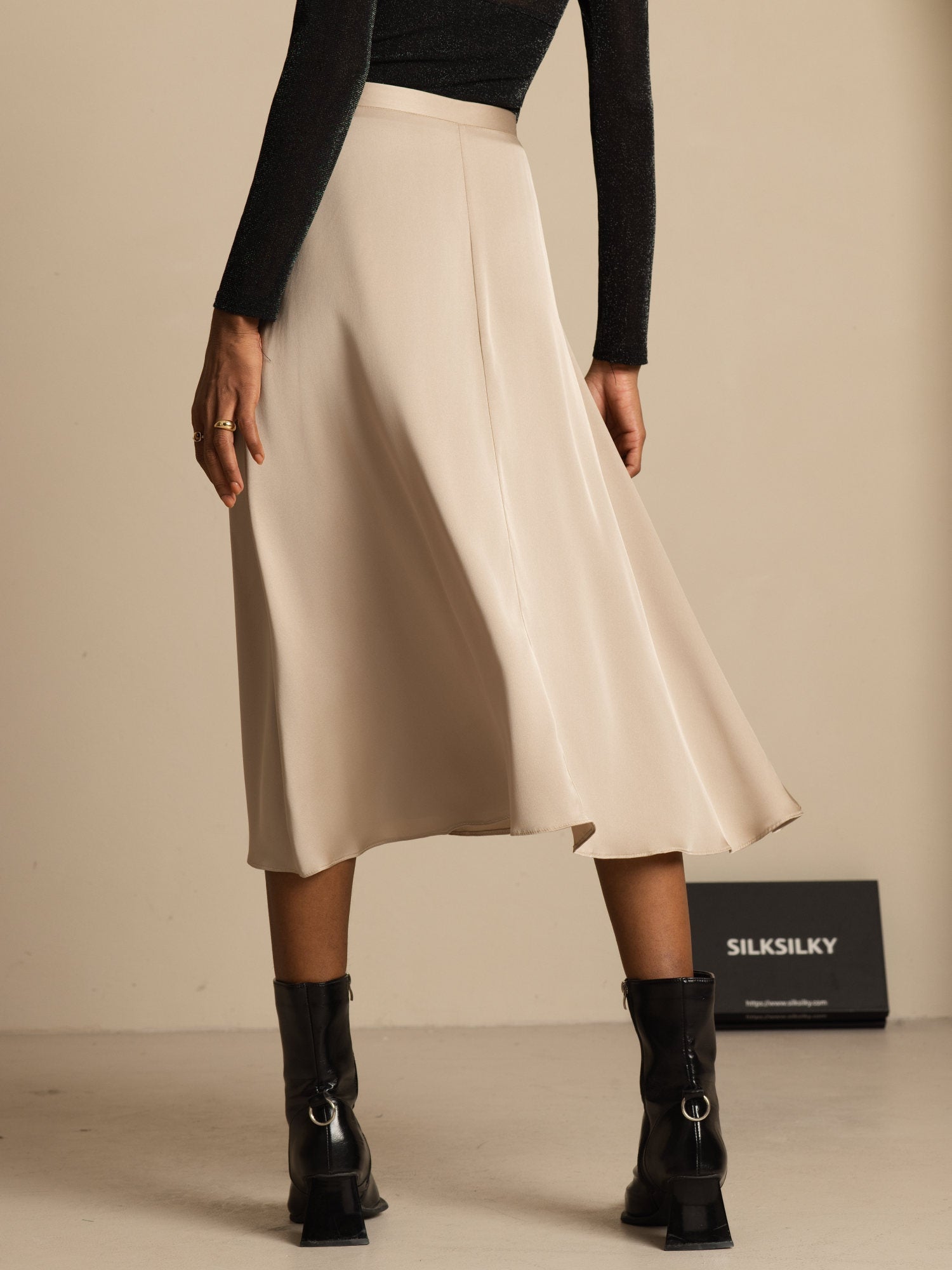 [Tan] SilkSilky-DE 19Momme Seide Skirt 002