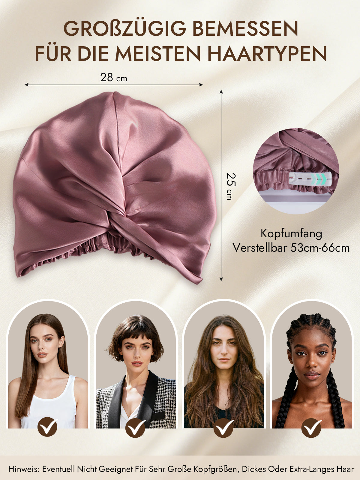 [Blasses Mauve] SilkSilky-DE 22Momme Reine Seide Sleep Cap 005