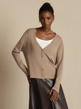 [Tan] SilkSilky-DE Long Sleeve Damen Cardigan 001