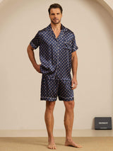 [Marine Kette] SilkSilky-DE Kurzärmelig Notch-Kragen Herren Pyjamas 001