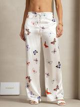 [Weiß Schmetterling] SilkSilky-DE 19Momme Seide Womens Pants 001