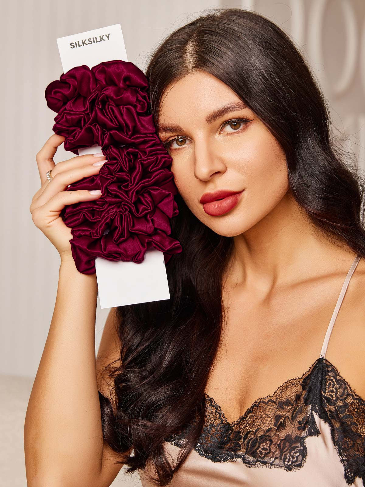 [Fuchsie] SilkSilky-DE 19Momme Reine Seide Scrunchie 001