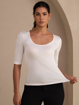 [Weiß] SilkSilky-DE Half Sleeve T-Shirt 005