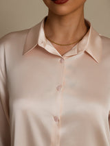 [Hellrosa] SilkSilky-DE Long Sleeve Lapel Collar Damenhemd 004