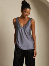 [Dunkelgrau] SilkSilky-DE Sleeveless V Neck Cami Top 003