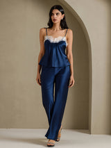[Dunkelblau] SilkSilky-DE Spaghetti Strap V Neck Cami Top 006