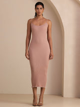 [Rosa] SilkSilky-DE Spaghetti Strap Square Neck Kleider 006