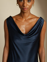 [Dunkelblau] SilkSilky-DE Sleeveless Cowl Neck Kleider 003