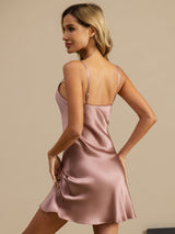 [Blasses Mauve] SilkSilky-DE Sleeveless V Neck Nachthemden 002