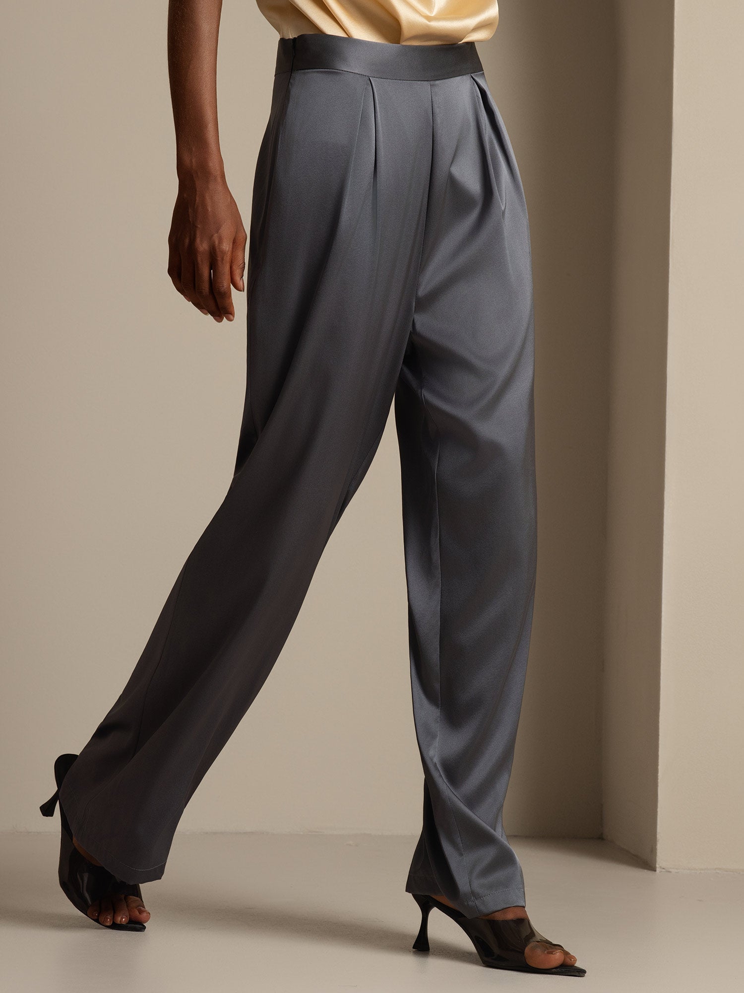 [Dunkelgrau] SilkSilky-DE 19Momme Seide Womens Pants 003,