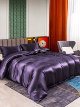 [Dunkelviolett] SilkSilky-DE 22Momme Reine Seide Bedding Set 002,