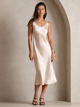 [Beige] SilkSilky-DE Sleeveless Kleider 006