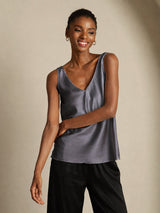 [Dunkelgrau] SilkSilky-DE Sleeveless V Neck Cami Top 004