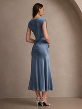 [Echtes Petrol] SilkSilky-DE Cap Sleeve Kleider 002