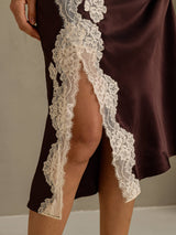 [Kaffee] SilkSilky-DE Sleeveless V Neck Nachthemden 006