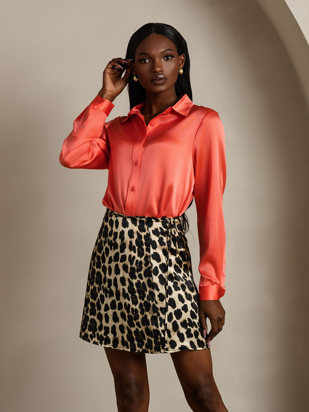 [Leopard] SilkSilky-DE Reine Seide Skirt 002