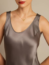 [Dunkelkhaki] SilkSilky-DE Sleeveless Kleider 004