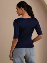 [Dunkelblau] SilkSilky-DE Half Sleeve T-Shirt 002