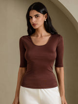 [Kaffee] SilkSilky-DE Half Sleeve T-Shirt 003