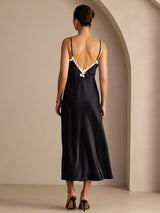 [Schwarz] SilkSilky-DE Sleeveless V Neck Kleider 002