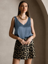 [Echtes Petrol] SilkSilky-DE Sleeveless V Neck Cami Top 008