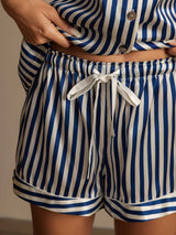 [Dunkelblau] SilkSilky-DE Reine Seide Womens Pajamas 006,