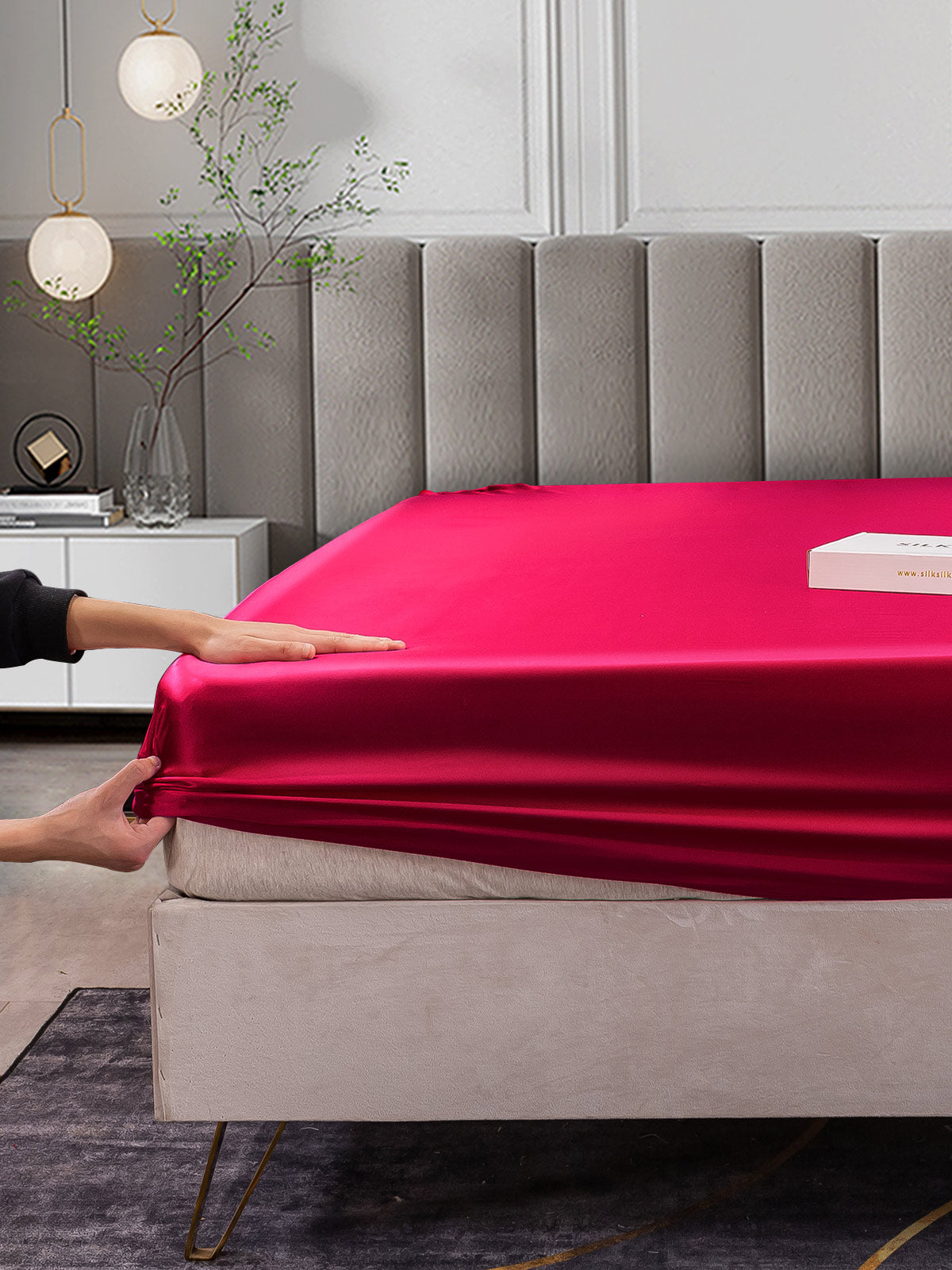 [Rotwein] SilkSilky-DE 25Momme Reine Seide Sheet 006