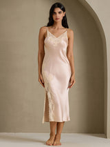 [Hellrosa] SilkSilky-DE Sleeveless V Neck Nachthemden 003