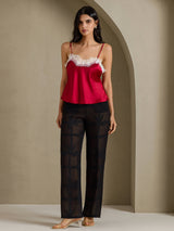 [Rotwein] SilkSilky-DE Spaghetti Strap V Neck Cami Top 006