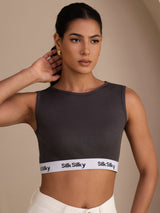 [Grau] SilkSilky-DE Sleeveless Crew Neck Cami Top 003