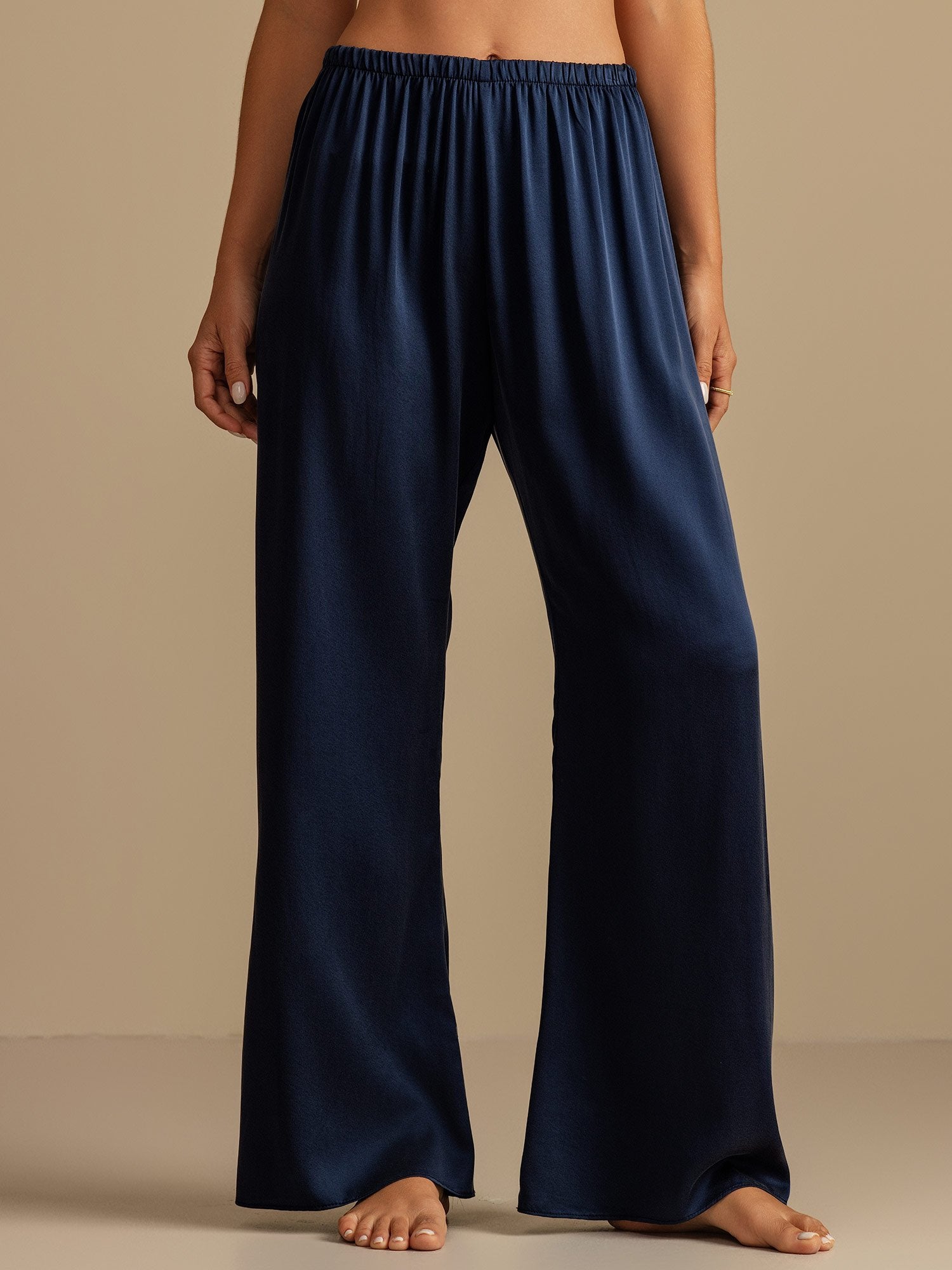 [Dunkelblau] SilkSilky-DE 19Momme Seide Womens Sleep Bottoms 006,