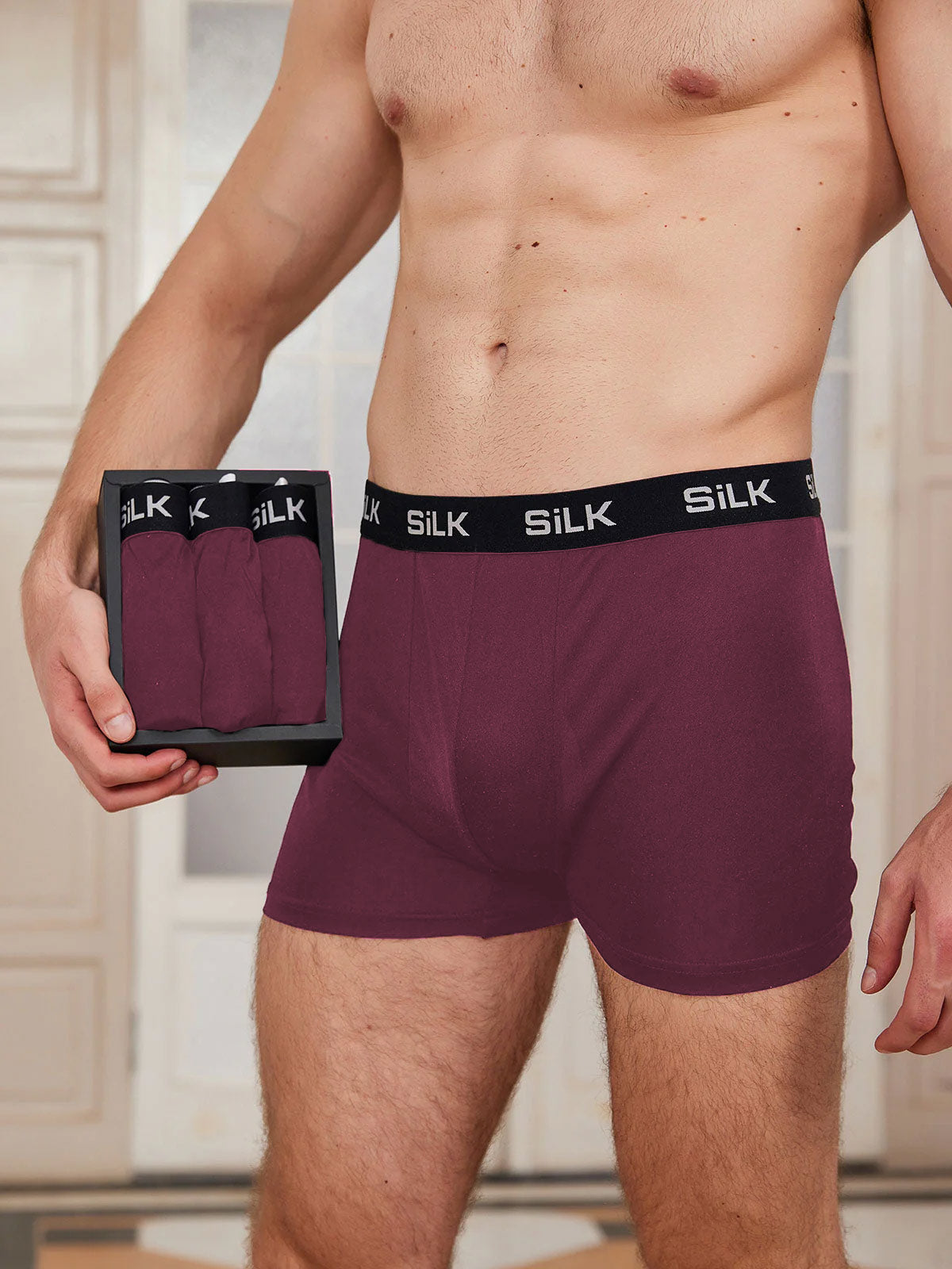 3 Stück Herren Ultra Weiche Bequeme Boxershorts Aus Reiner Seide