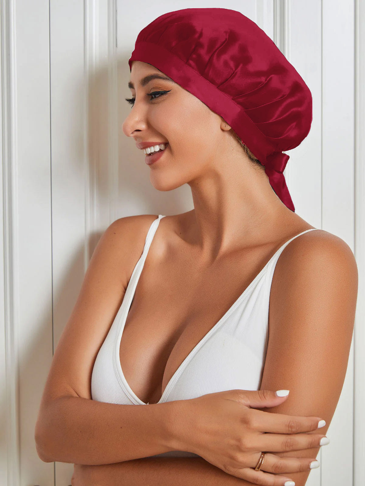 [Rotwein] SilkSilky-DE Reine Seide Sleep Cap 001