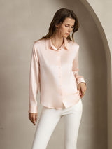 [Hellrosa] SilkSilky-DE Long Sleeve Lapel Collar Damenhemd 006