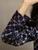 [Marine Kette] SilkSilky-DE Long Sleeve Notch-Kragen Damen Pyjamas 007