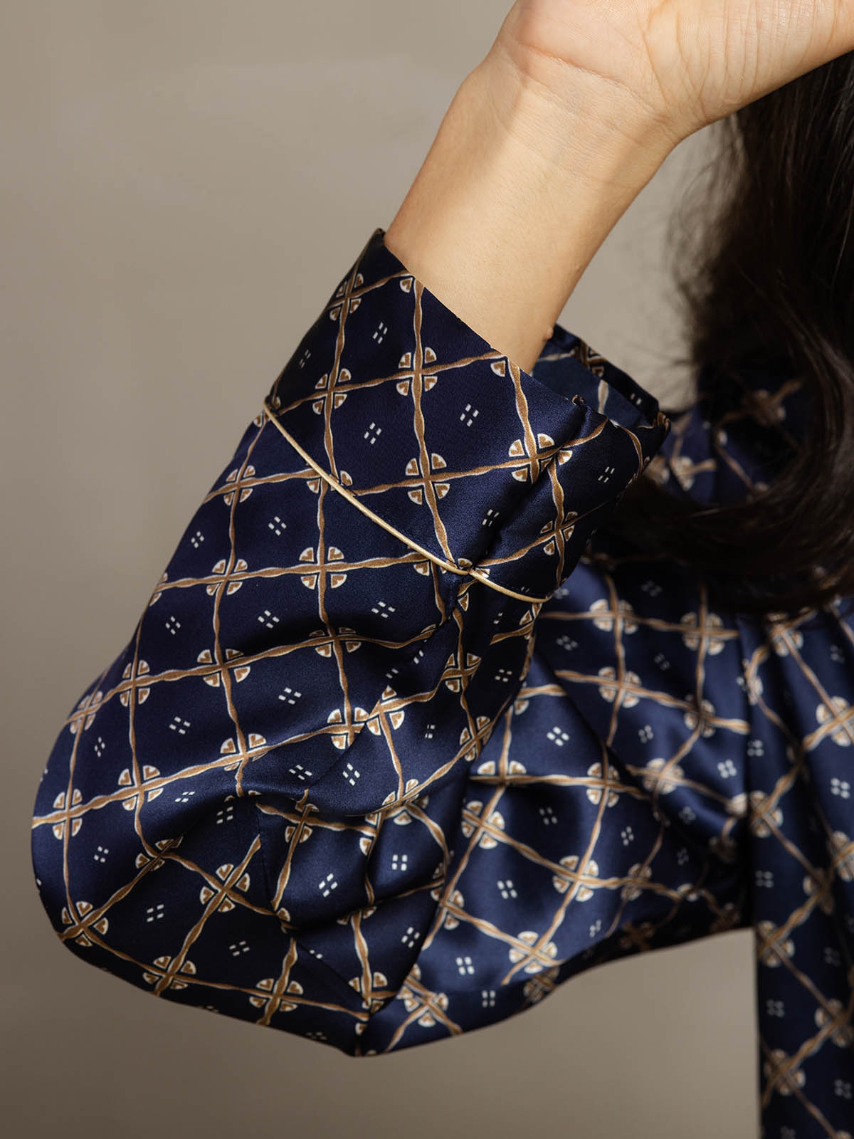 [Marine Kette] SilkSilky-DE Reine Seide Womens Pajamas 007