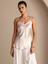 [Beige] SilkSilky-DE Sleeveless V Neck Cami Top 001
